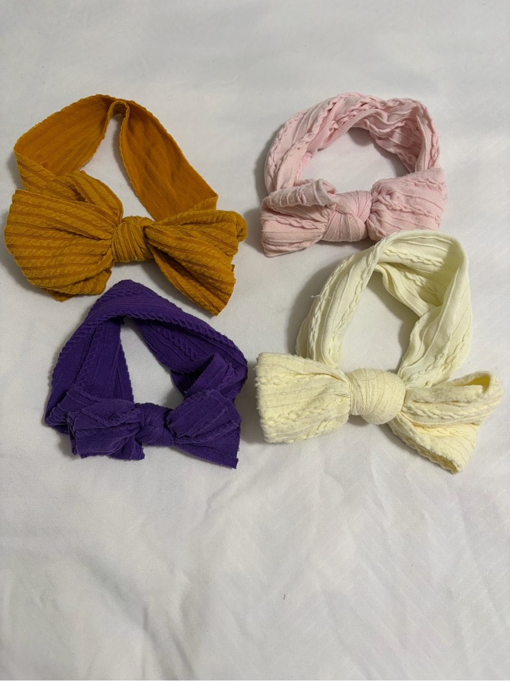 Kids Bow Headband Set - Mustard, Pink, Purple, Yellow